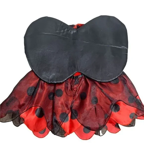Miniwear Polka Dot Ladybug Dress 3-6 months Red Velvet Wings Costume Dress Up - Picture 3 of 6